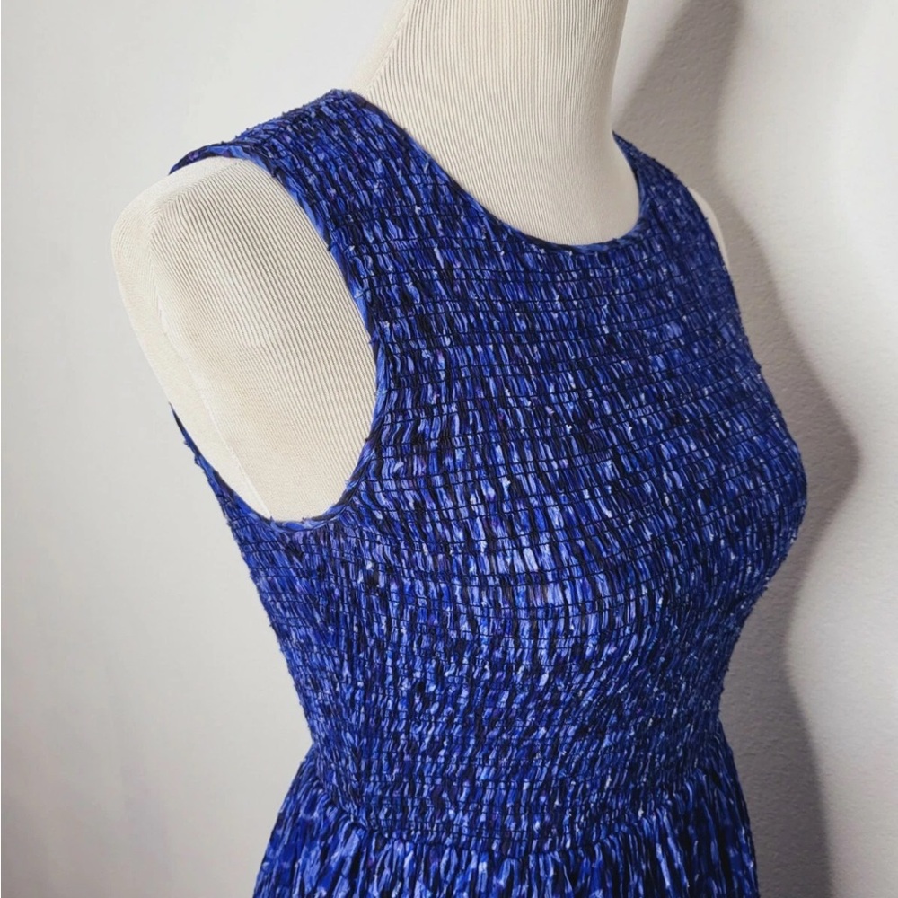 Rebecca Taylor Women’s Silk Ruched Batik Mirage Dress Blue Size 0 - Picture 5 of 11
